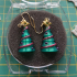 Christmas Tree earrings charm multi colour or one colour print image