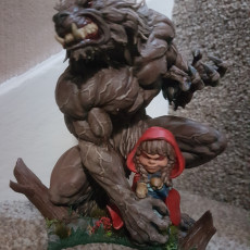 Picture of print of Little Red Riding Hood and her new best friend!