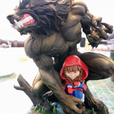 Picture of print of Little Red Riding Hood and her new best friend!