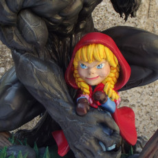 Picture of print of Little Red Riding Hood and her new best friend!