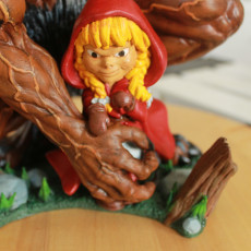 Picture of print of Little Red Riding Hood and her new best friend!