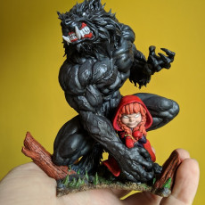 Picture of print of Little Red Riding Hood and her new best friend!